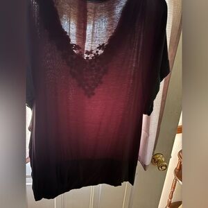 Elegant Black Sheer Women's Top Studio Works woman sz 2xl cap slv loose fitting